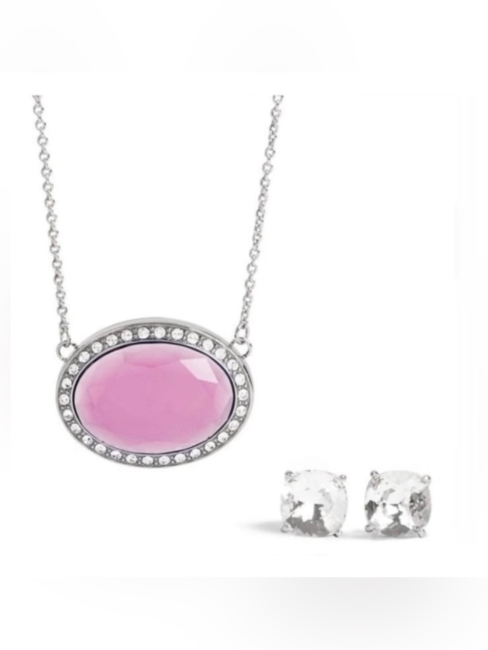 Origami Owl Amethyst Prism Oval Living Locket & Mini Clara Stud Earrings Set